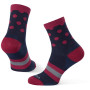 Chaussettes Warg Happy Merino W Stripes and Dots bleue / rouge Navy/Wine