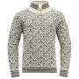 Pull-over Devold Svalbard Wool Zip Neck blanc / gris OFFWHITE/ANTHRACITE