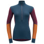 Col roulé femme Devold Wool Mesh Woman Half Zip Neck bleu / orange Beetroot